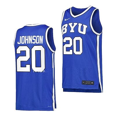 Spencer Johnson Jersey #20 BYU Cougars College Basketball Replica Royal