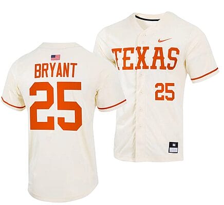 Scott Bryant Jersey #25 Texas Longhorns College Baseball Full-Button Natural