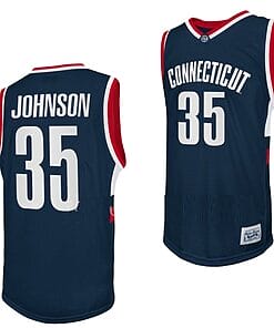 Samson Johnson Jersey UConn Huskies College Basketball Navy Retro #35