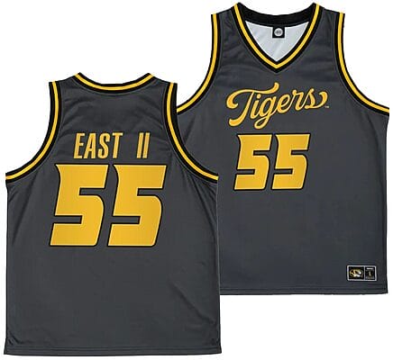 Sean East II Jersey #55 Missouri Tigers Anthracite Alternate Script College Basketball