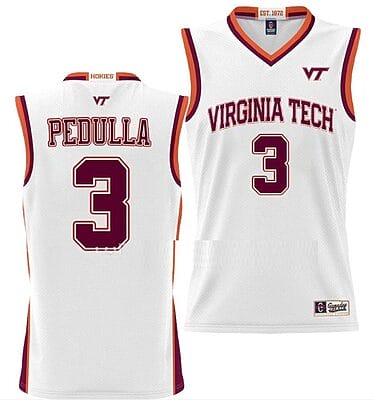 Sean Pedulla Jersey Virginia Tech Hokies College Basketball NIL Pick-A-Player White #3
