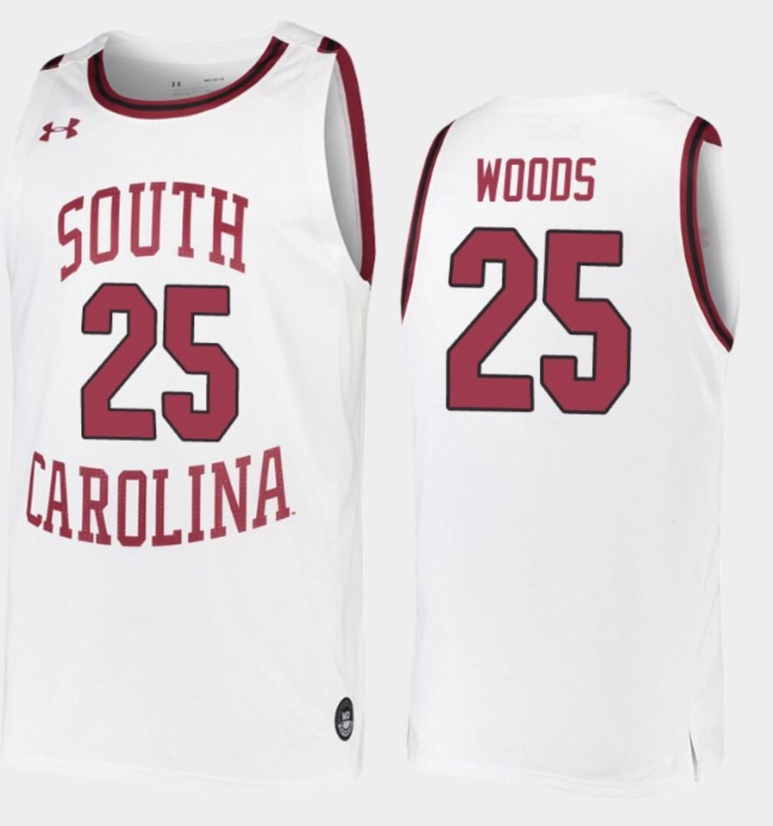 Seventh Woods Jersey #25 South Carolina Gamecocks College Basketball White Replica