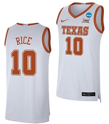 Sir'Jabari Rice Jersey Texas Longhorns College Basketball 2023 NCAA March Madness White #10