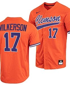 Stevie Wilkerson Jersey #17 Clemson Tigers College Baseball Orange Full-Button