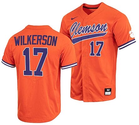 Stevie Wilkerson Jersey #17 Clemson Tigers College Baseball Orange Full-Button