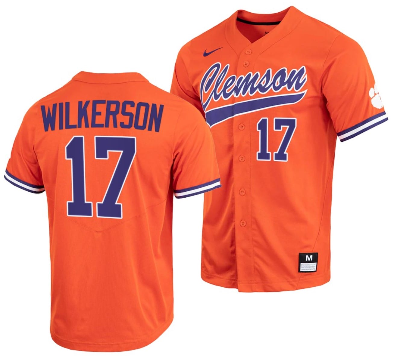 Stevie Wilkerson Jersey #17 Clemson Tigers College Baseball Orange Full-Button