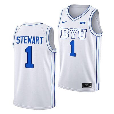 Trey Stewart Jersey #11 BYU Cougars College Basketball White