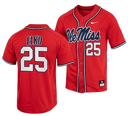 Tim Elko Jersey #25 Ole Miss Rebels College Baseball Red