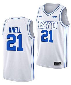 Trevin Knell Jersey #21 BYU Cougars College Basketball White