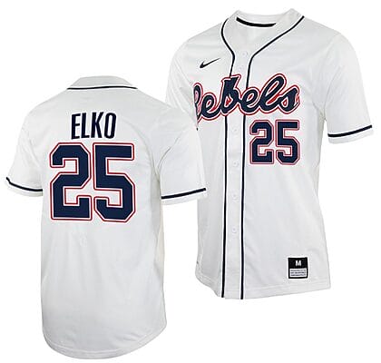 Tim Elko Jersey #25 Ole Miss Rebels College Baseball White