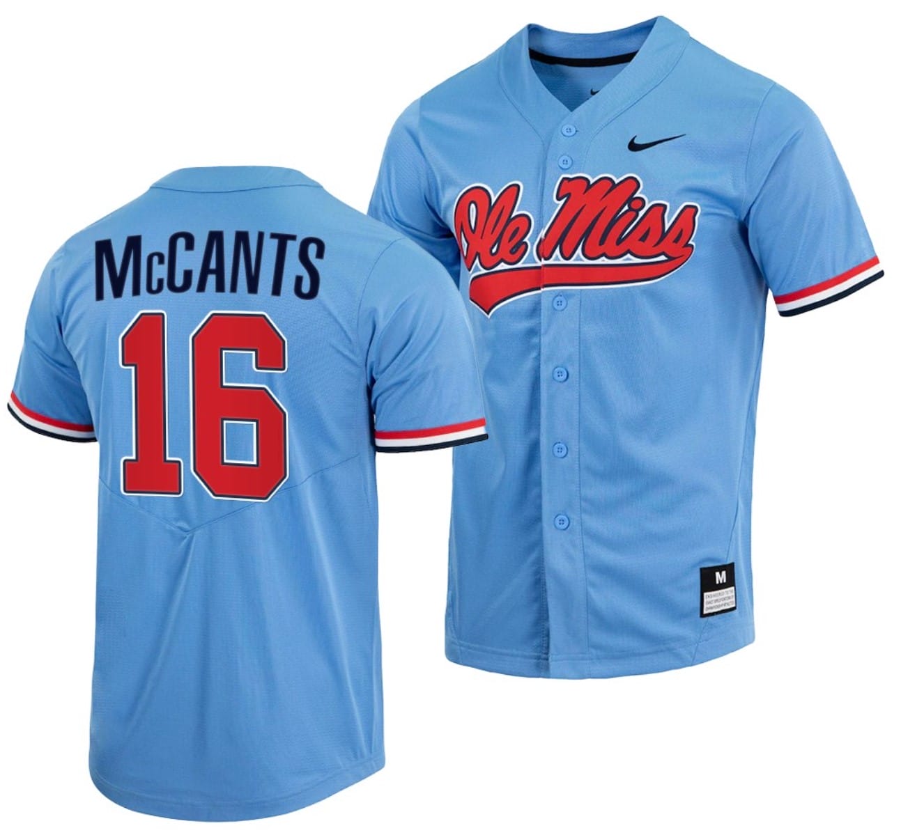 TJ McCants Jersey #16 Ole Miss Rebels College Baseball Blue