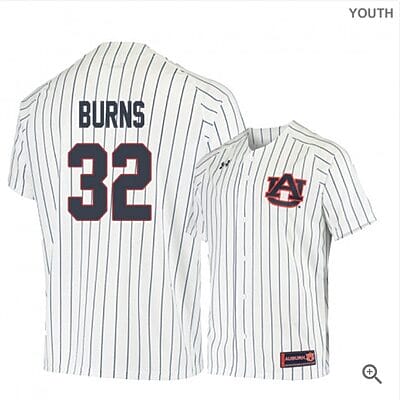 Tanner Burns Jersey #32 Auburn Tigers Baseball NCAA College White Blue Alumni