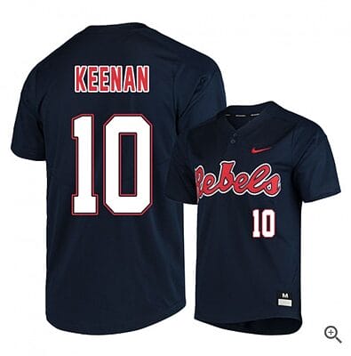 Tyler Keenan Jersey #10 Ole Miss Rebels Baseball NCAA College Black Alumni