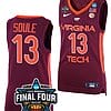 Taylor Soule Jersey #13 Virginia Tech Hokies College Basketball 2023 NCAA Final Four Maroon