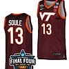 Taylor Soule Jersey Virginia Tech Hokies College Basketball 2023 NCAA March Madness Final Four Maroon #13