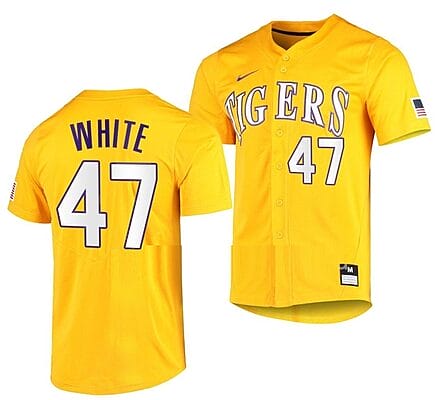 Tommy White Jersey #47 Lsu Tigers Baseball NCAA College Vapor Untouchable Elite Gold