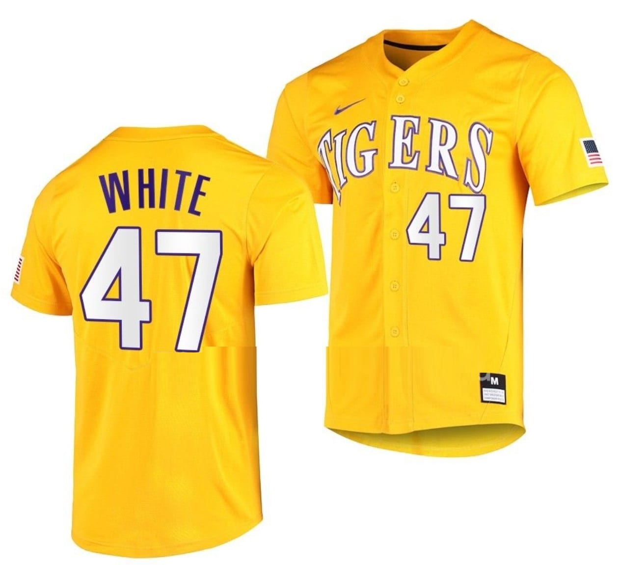 Tommy White Jersey #47 Lsu Tigers Baseball NCAA College Vapor Untouchable Elite Gold