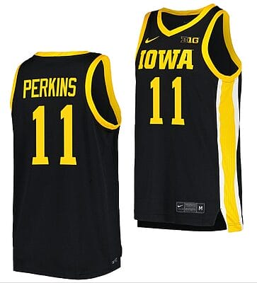 Tony Perkins Jersey #11 Iowa Hawkeyes College Basketball Black