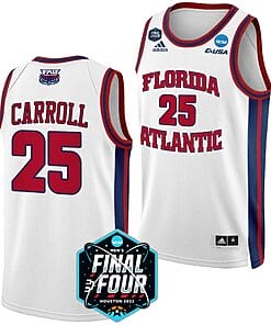 Tre Carroll Jersey #25 FAU Owls College Basketball 2023 NCAA Final Four White