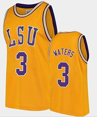 Tremont Waters Jersey #3 LSU Tigers College Basketball Gold Replica