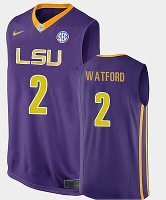 Trendon Watford Jersey #2 LSU Tigers College Basketball SEC Purple Replica
