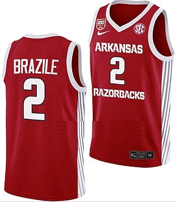 Trevon Brazile Jersey #2 Arkansas Razorbacks College Basketball 100 Season Red