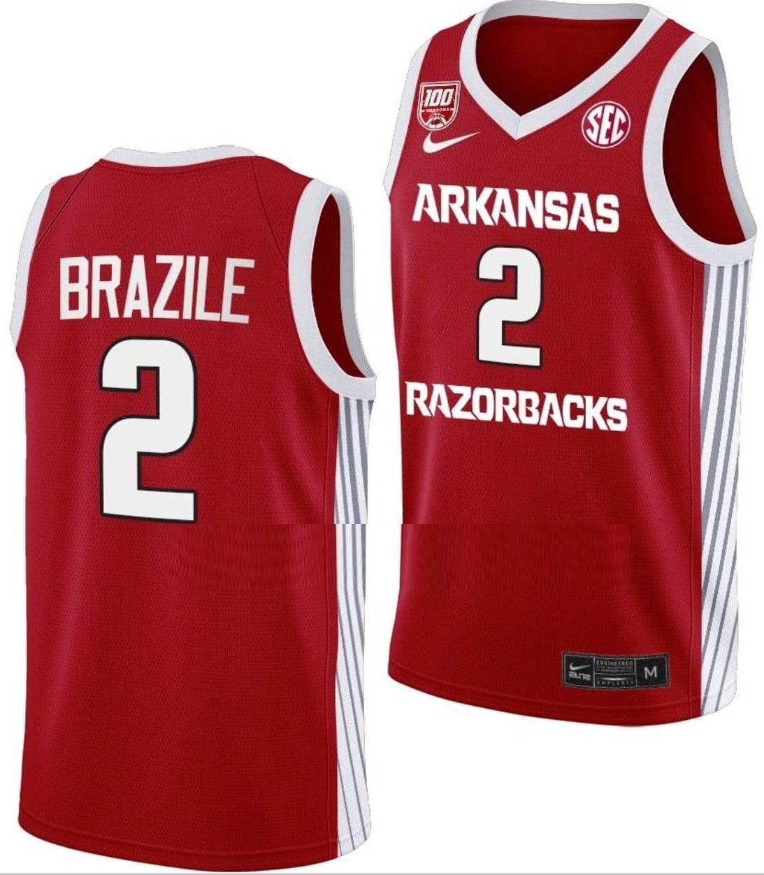 Trevon Brazile Jersey #2 Arkansas Razorbacks College Basketball 100 Season Red