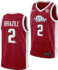 Trevon Brazile Jersey #2 Arkansas Razorbacks College Basketball Road Red