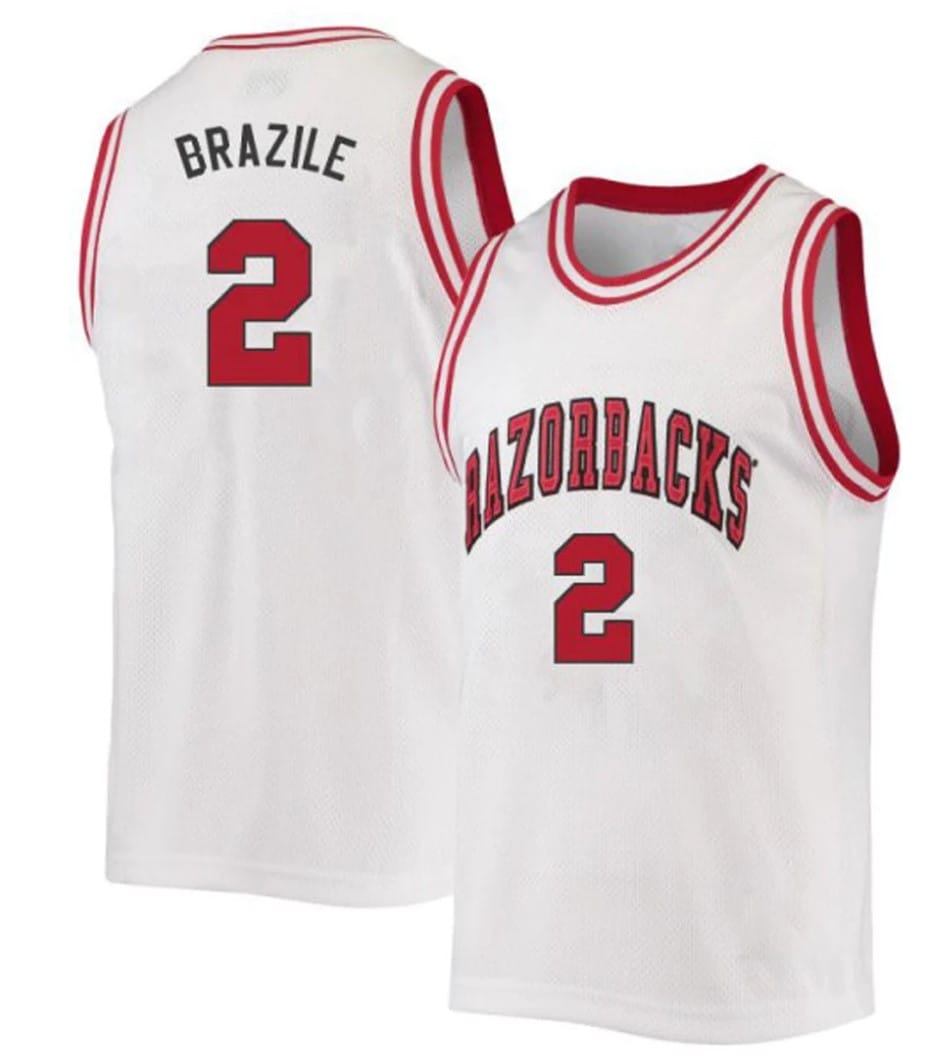 Trevon Brazile Jersey #2 Arkansas Razorbacks College Basketball White 1