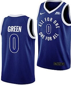 Trey Green Jersey #0 Xavier Musketeers All For One Blue College Basketball Uniform