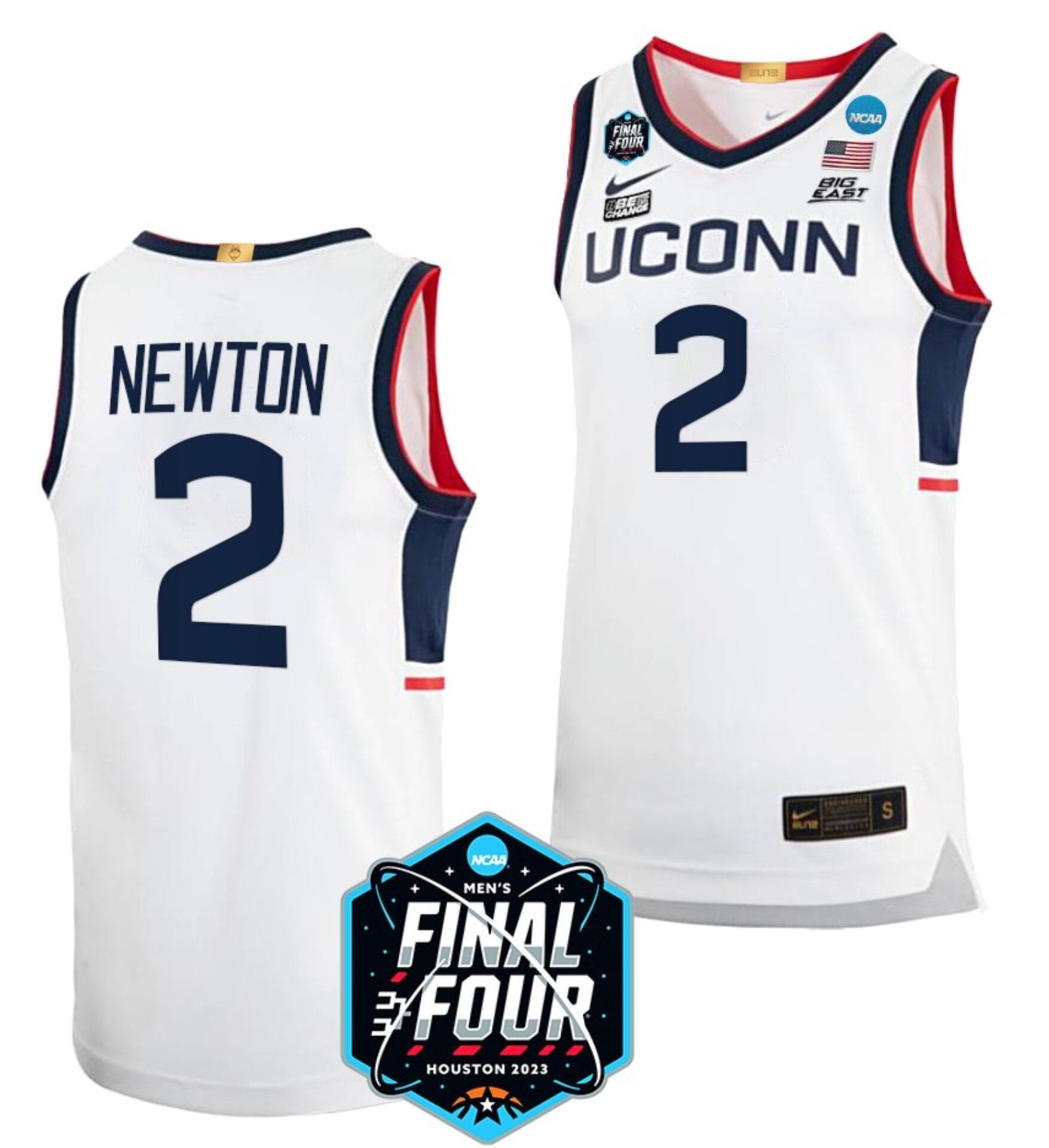 Tristen Newton Jersey #2 UConn Huskies College Basketball 2023 NCAA Final Four White