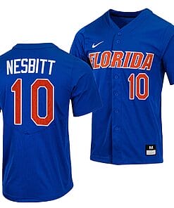 Tyler Nesbitt Jersey #10 Florida Gators College Baseball Full-Button Royal