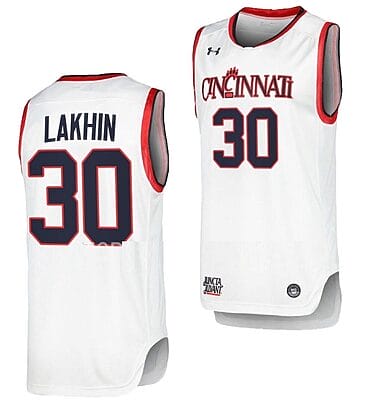 Viktor Lakhin Jersey #30 Cincinnati Bearcats College Basketball Replica White