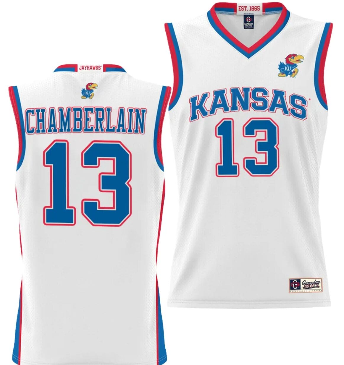 Wilt Chamberlain Jersey #13 Kansas Jayhawks NIL College Basketball Lightweight White