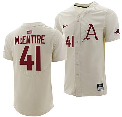 Will McEntire Jersey #41 Arkansas Razorbacks College Baseball Full-Button Natural