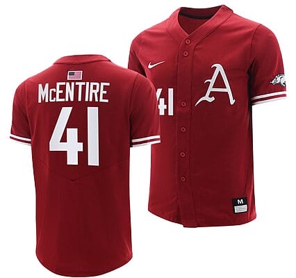 Will McEntire Jersey #41 Arkansas Razorbacks College Baseball Cardinal