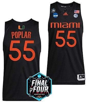 Wooga Poplar Jersey #55 Miami Hurricanes 2023 NCAA March Madness Black College Basketball