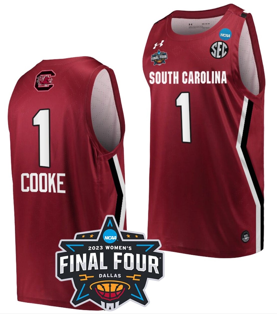 Zia Cooke Jersey #1 South Carolina Gamecocks College Basketball 2023 NCAA Final Four Garnet Garnet