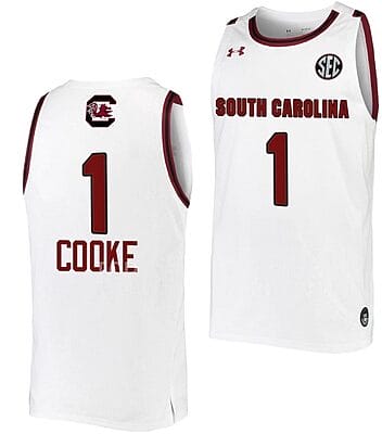 Zia Cooke Jersey #1 South Carolina Gamecocks College Basketball White