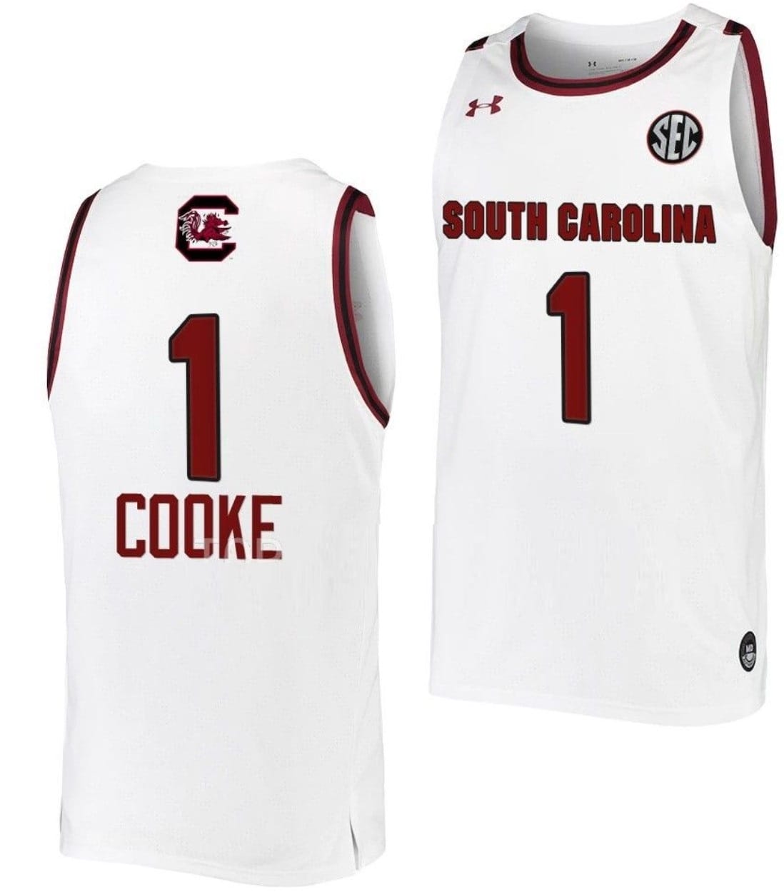 Zia Cooke Jersey #1 South Carolina Gamecocks College Basketball White