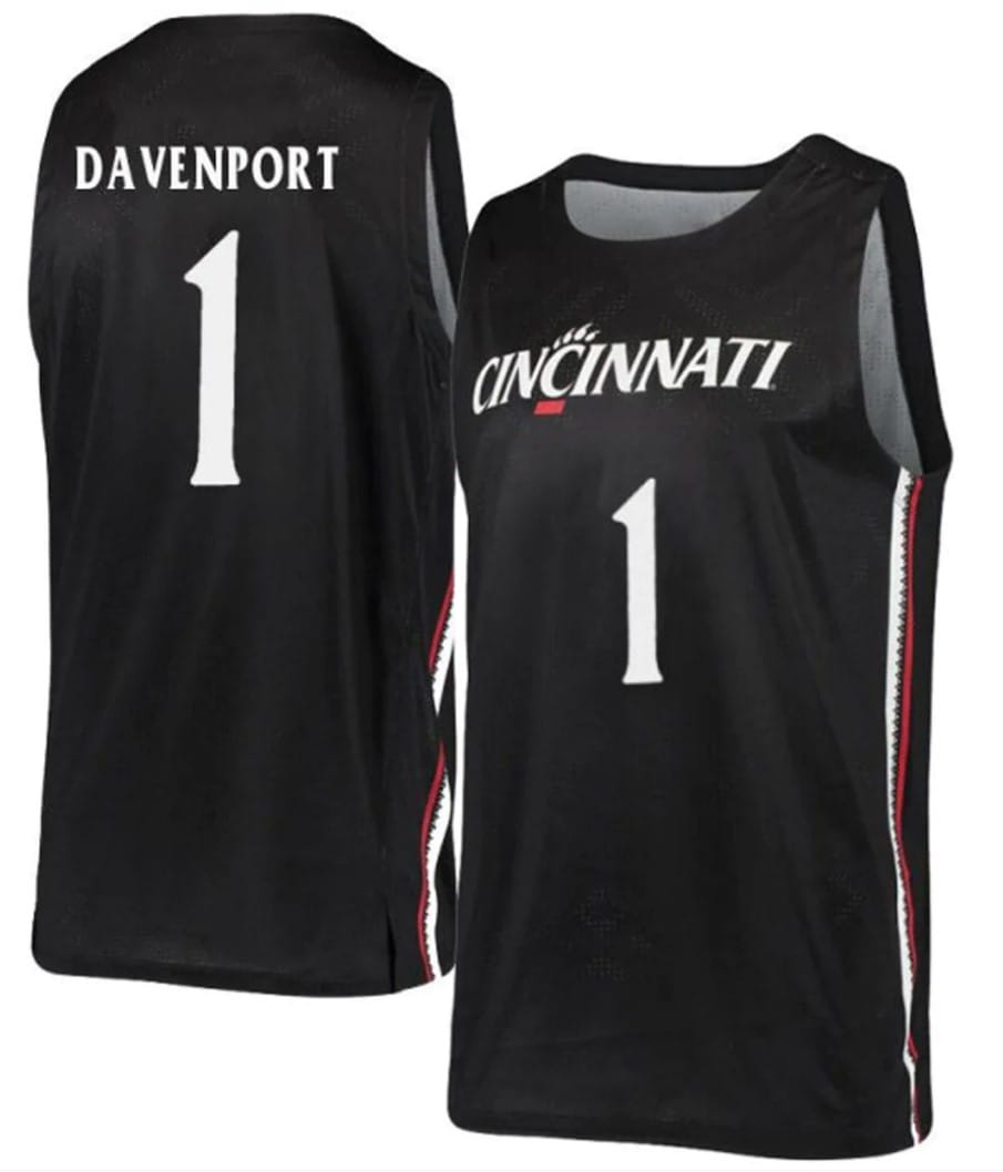 Jeremiah Davenport Jersey #1 Cincinnati Bearcats College Basketball Black