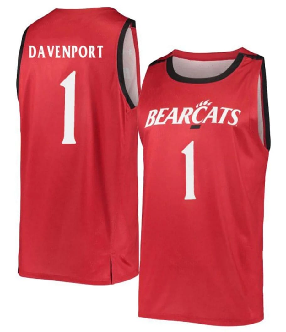 Jeremiah Davenport Jersey #1 Cincinnati Bearcats College Basketball Red