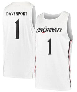 Jeremiah Davenport Jersey #1 Cincinnati Bearcats College Basketball White