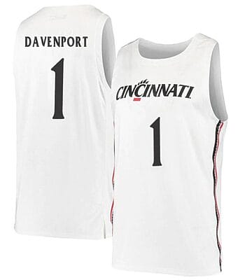 Jeremiah Davenport Jersey #1 Cincinnati Bearcats College Basketball White