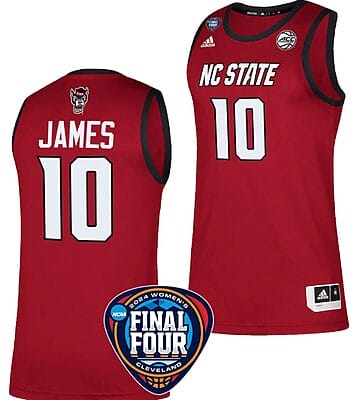 Aziaha James Jersey #10 NC State Wolfpack Basketball 2024 NCAA March Madness Final Four Red