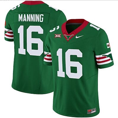 Arch Manning Jersey #16 Texas Longhorns Mexico Vapor College Football Green