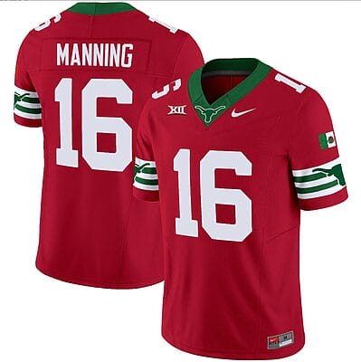 Arch Manning Jersey #16 Texas Longhorns Mexico Vapor College Football Red