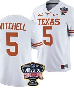 Adonai Mitchell Jersey #5 Texas Longhorns Allstate Sugar Bowl Patch 2024 College Football White