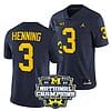 Aj Henning Jersey #3 Michigan Wolverines Football 2023 National Champions Patch Navy