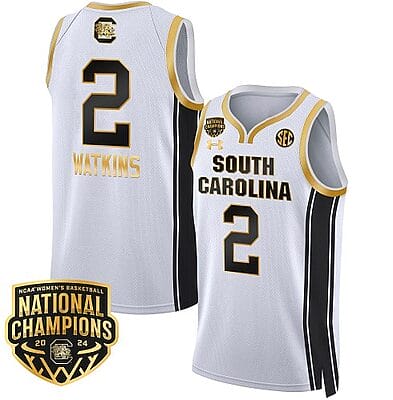 Ashlyn Watkins Jersey #2 South Carolina Gamecocks Basketball 2024 National Champions All Stitched White Gold